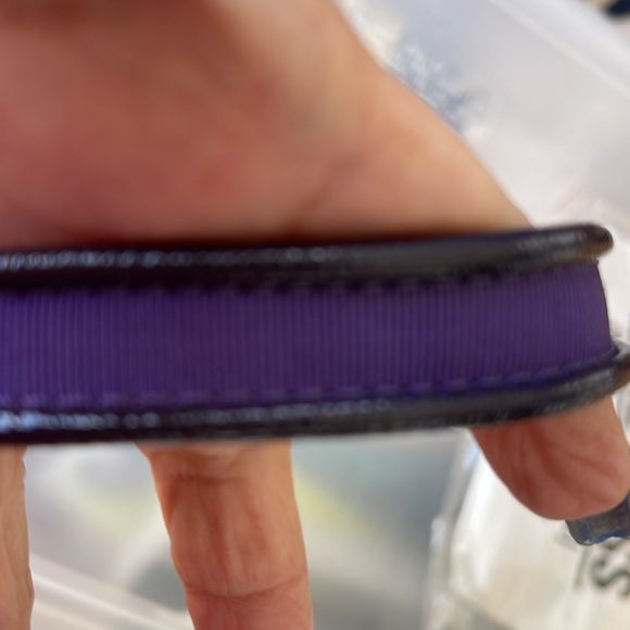 Nwot Coach Poppy Purple & Pink Shimmery Wristlet w Purple Dog Tag - Picture 5 of 5